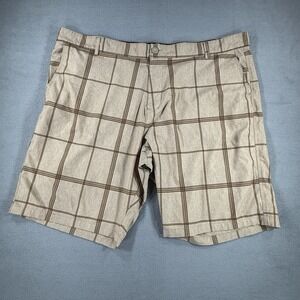 OP Flex 4-Way Stretch Brown Plaid Board Beach Golf Shorts Men's Size 46